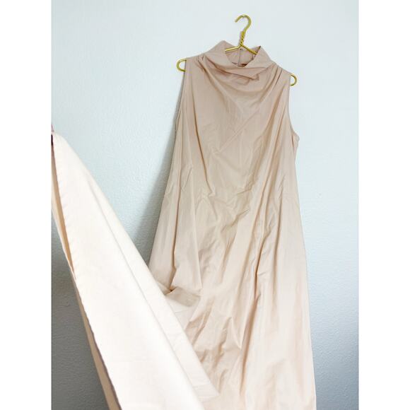 Marcella NYC Minna Sleeveless Tan Maxi Dress Size Large Lagenlook Quiet Luxury - Picture 7 of 10